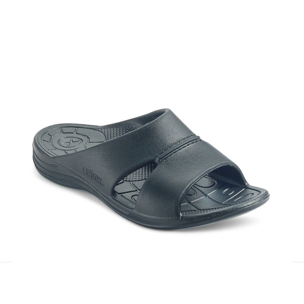 Aetrex Men's Bali Orthotic Slippers - Black | USA QJZUVIK